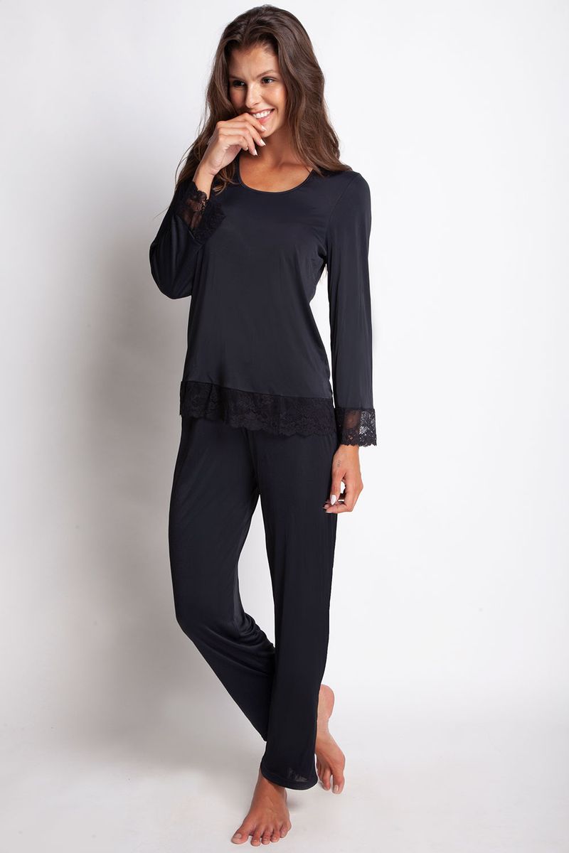 Pijama-Manga-Longa---Lace---314.34---Preto---Tamanho-Pequeno
