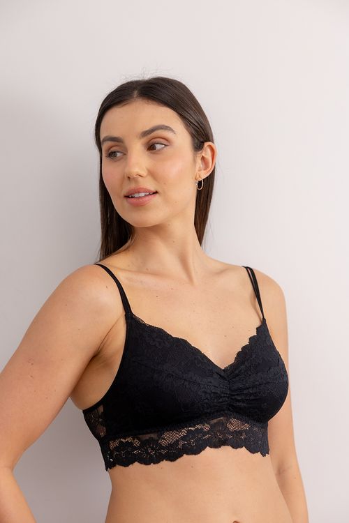 Top Rendado Com Forro - Lace - 314.84 - Preto